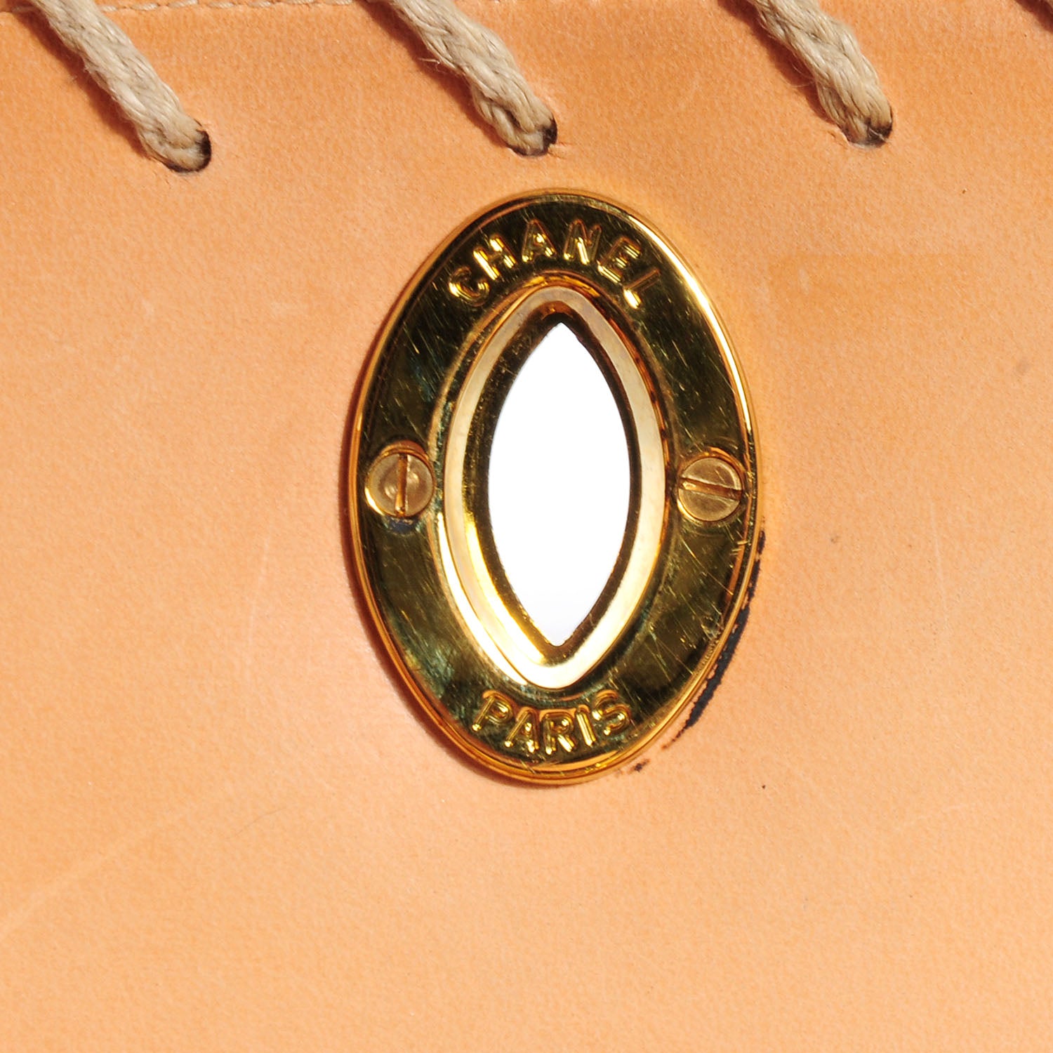 Chanel Embossed Leather Medium Flap Natural 6 of 8