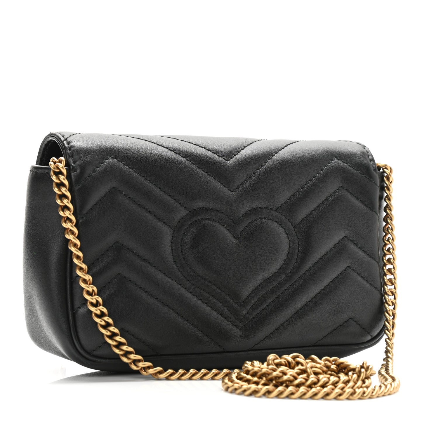 Calfskin Matelasse Super Mini GG Marmont Shoulder Bag Black