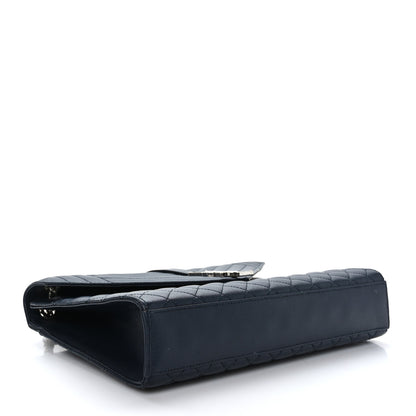 Saint Laurent Grain De Poudre Mixed Matelasse Large Triquilt Monogram Satchel Deep Marine 4 of 10