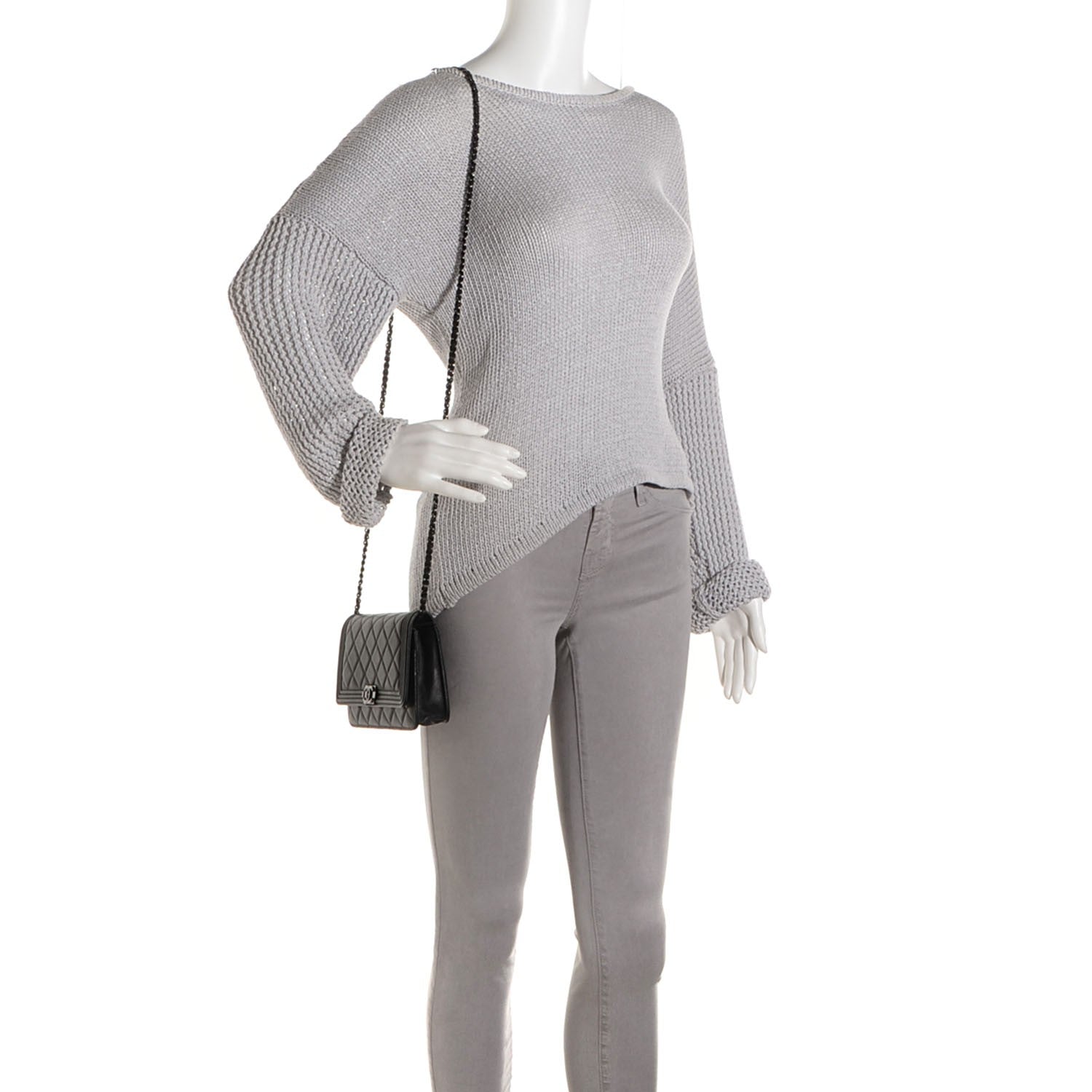 Chanel Lambskin Quilted Boy Wallet On Chain WOC So Black 2 of 9