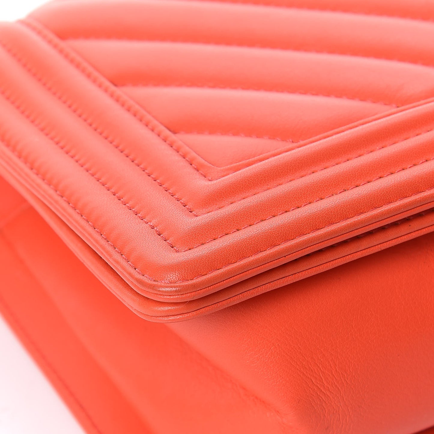 Calfskin Chevron Quilted Medium Boy Flap Coral