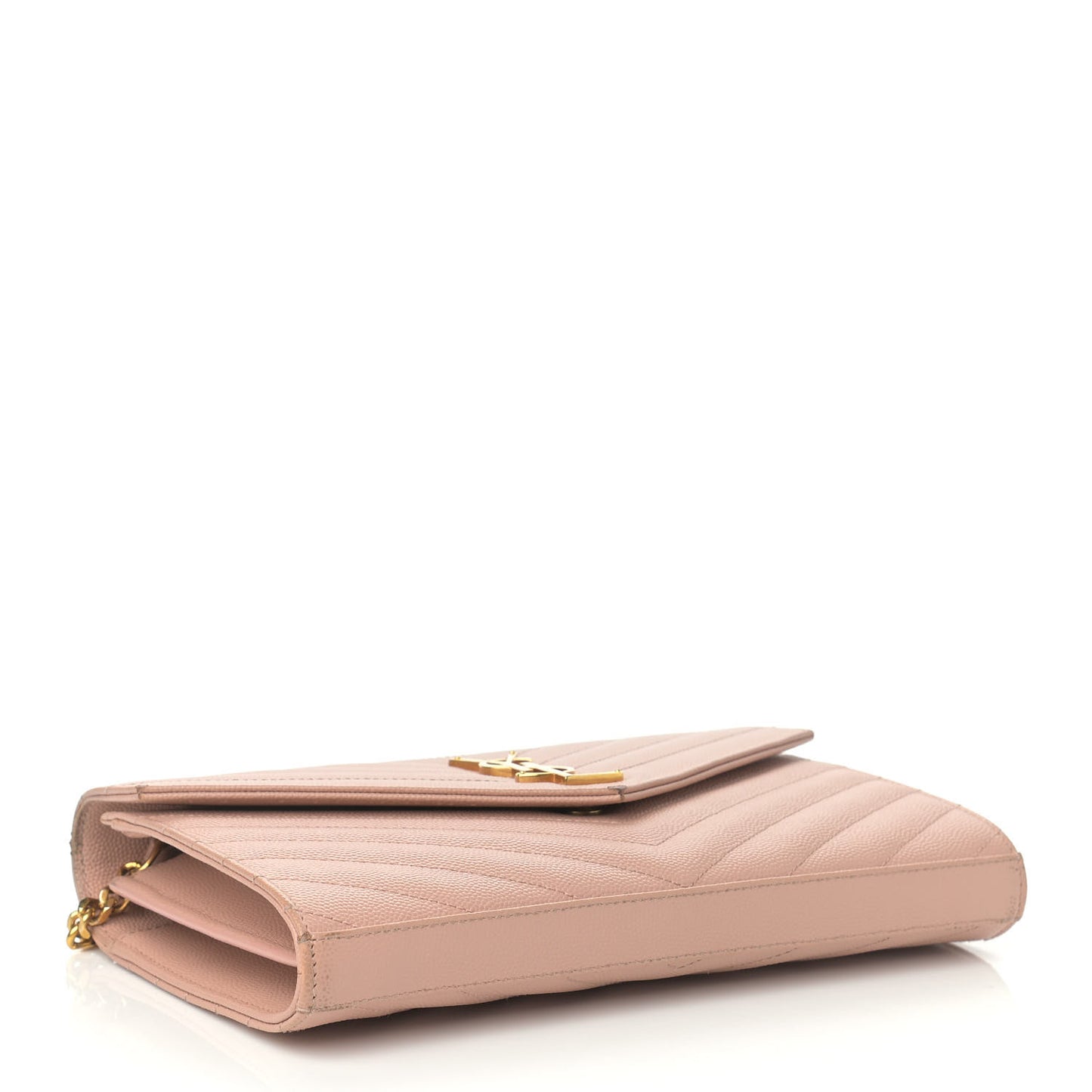 Grain De Poudre Matelasse Chevron Monogram Chain Wallet Pale Pink