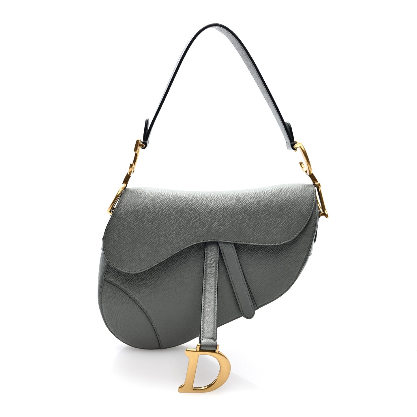 Grained Calfskin Saddle Bag Grey