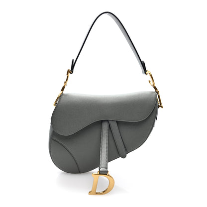 Christian Dior Grained Calfskin Saddle Bag Grey 1 of 9