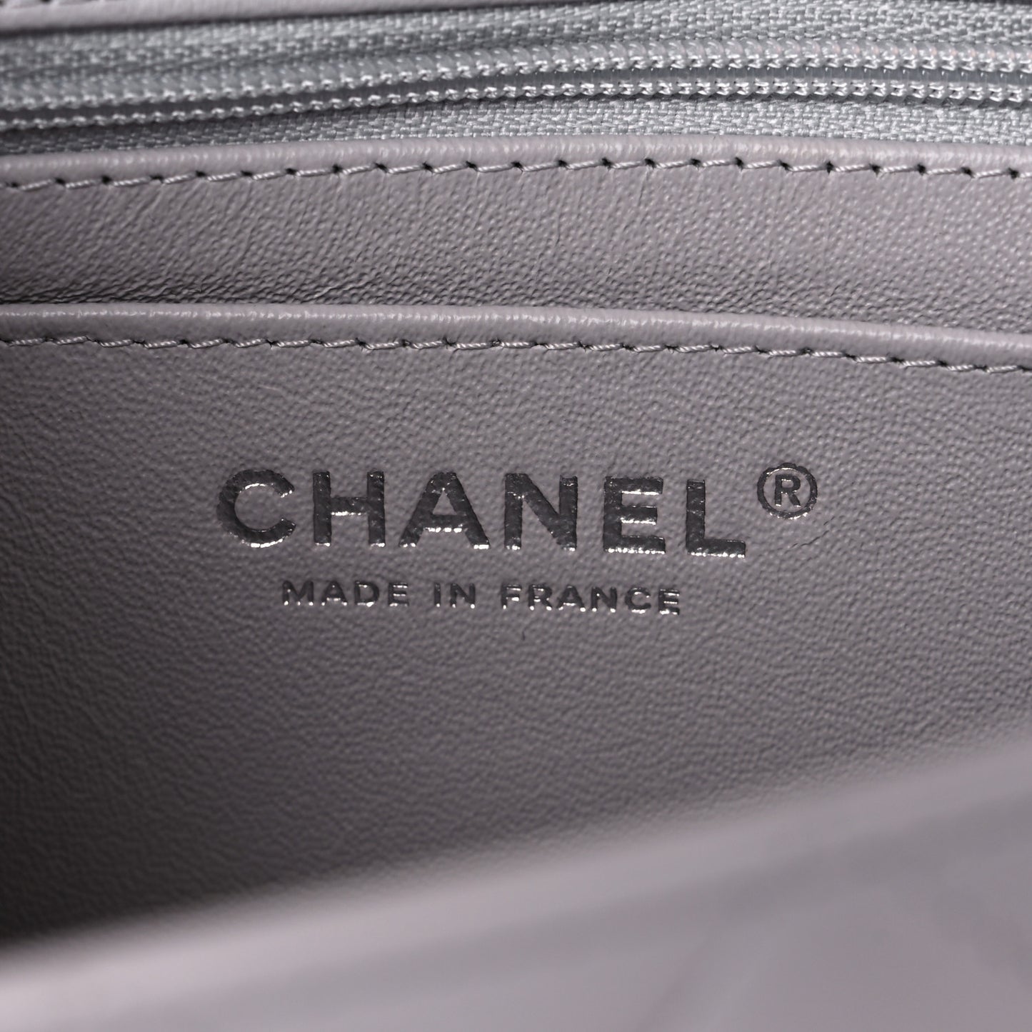 Lambskin Quilted Mini Rectangular Flap Grey