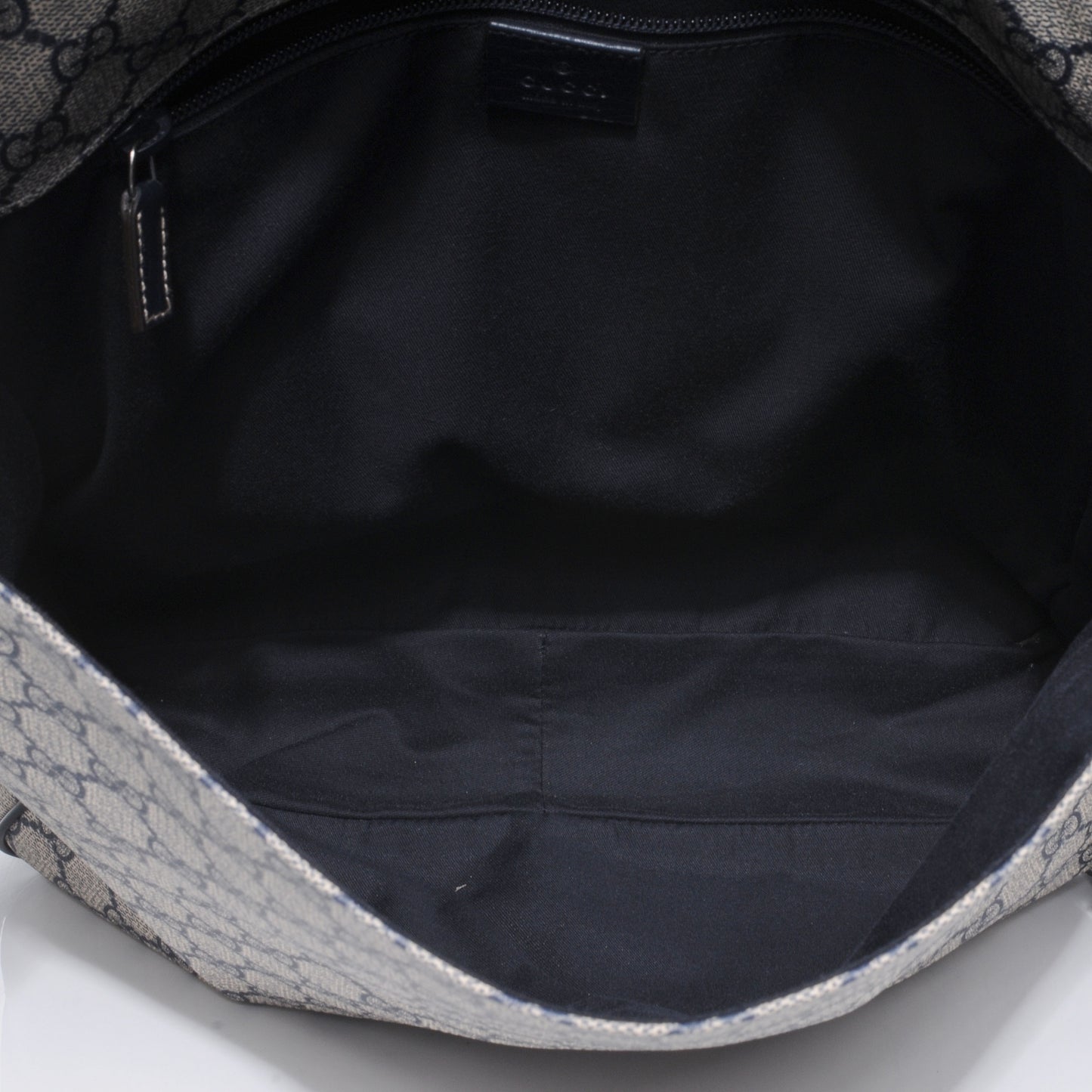 GG Plus Monogram Vintage Web Large Flap Messenger Bag Beige Navy Blue
