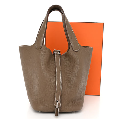 Hermes Taurillon Clemence Picotin Lock 18 PM Etoupe 11 of 11