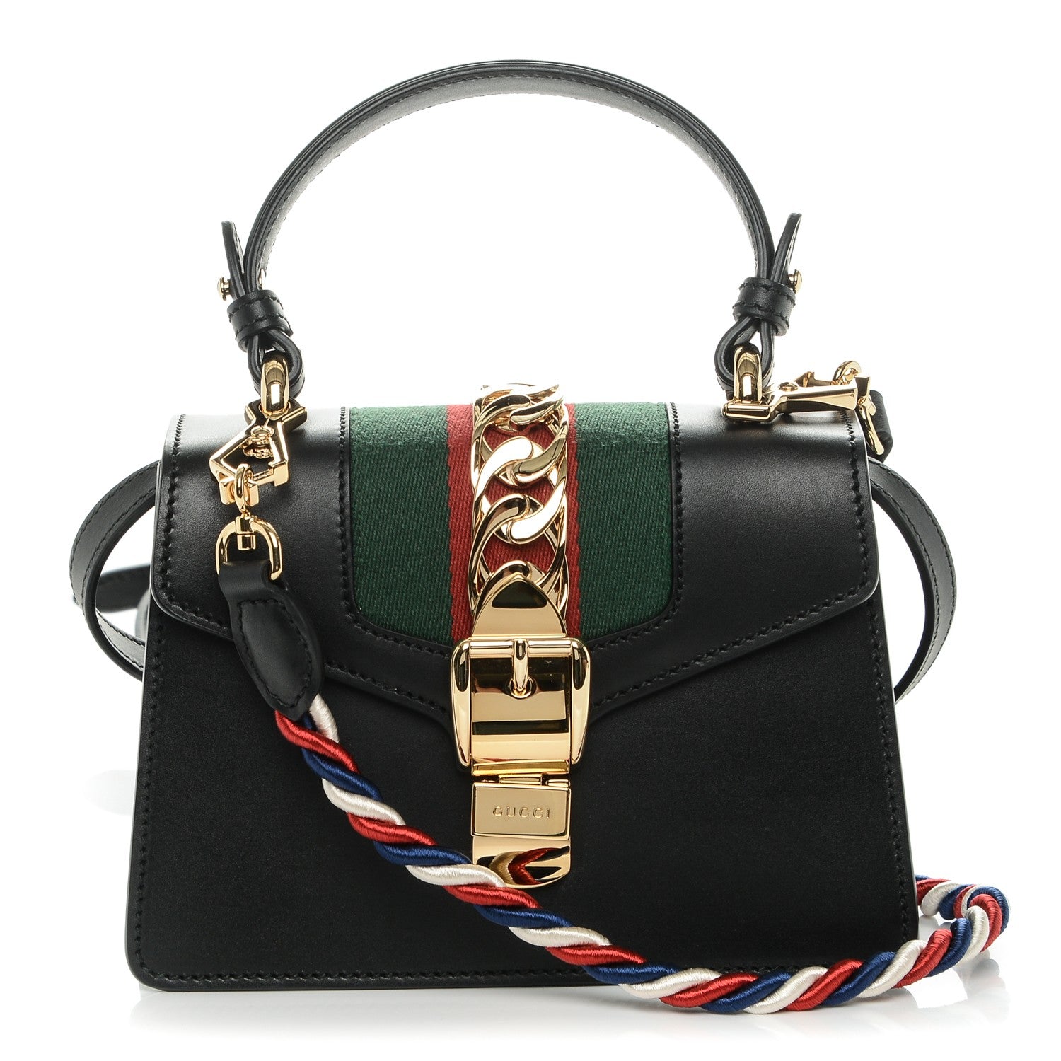 Gucci Calfskin Mini Sylvie Top Handle Bag Black 1 of 6