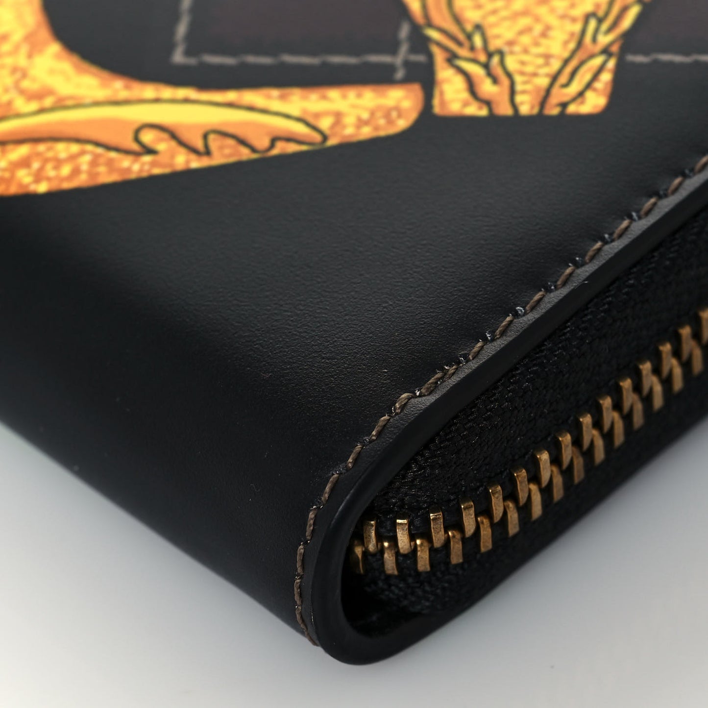Calfskin Medusa Barocco Rodeo Print Zip Around Wallet Black Multicolor