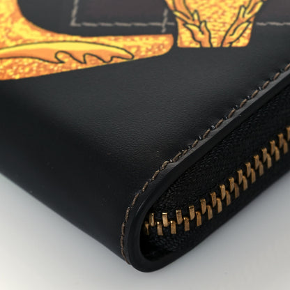 Versace Calfskin Medusa Barocco Rodeo Print Zip Around Wallet Black Multicolor 9 of 13