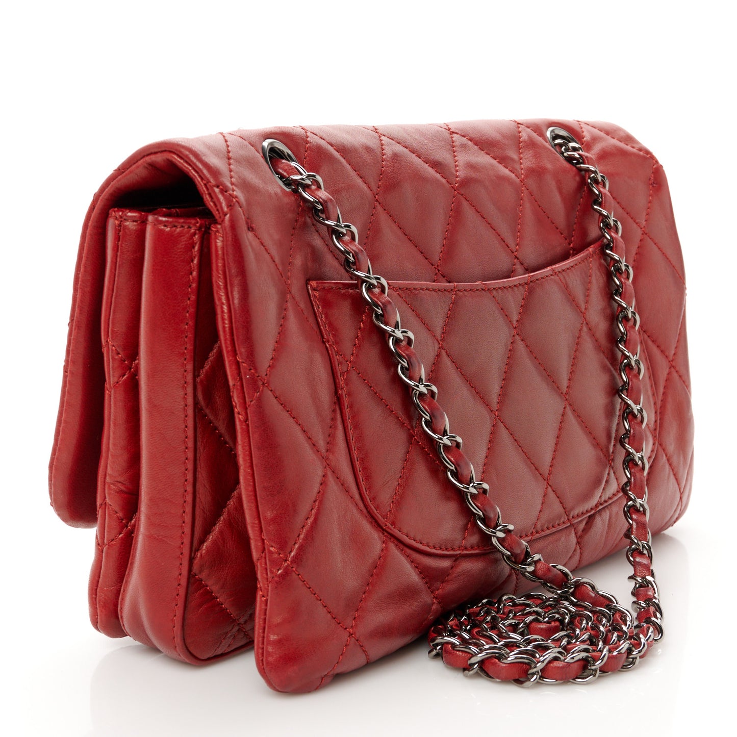 Lambskin Quilted Large 3 Flap Red