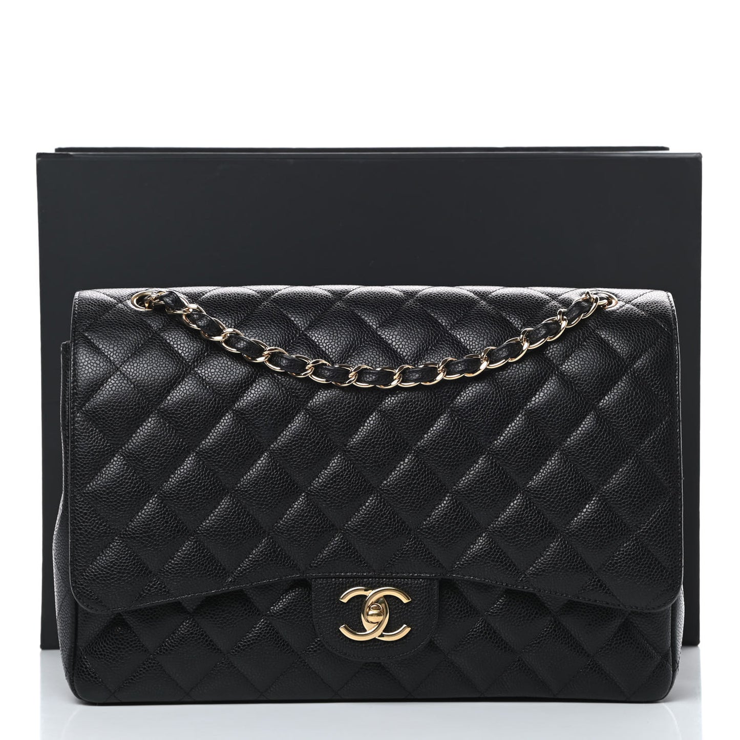 Caviar Quilted Maxi Double Flap Black