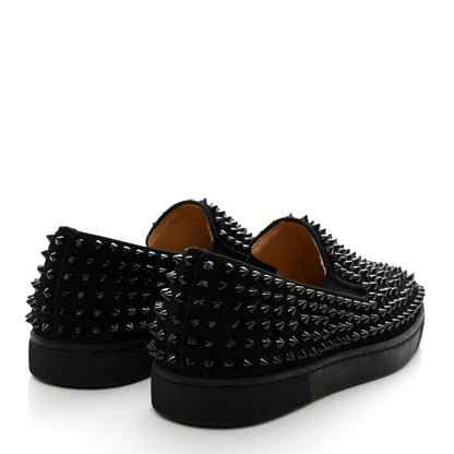 Christian Louboutin Veau Velours Spikes Mens Roller Boat Flat 43 Black 4 of 7