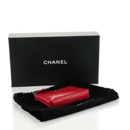 Chanel Lambskin Camellia Embossed Key Holder Case Red 4 of 7