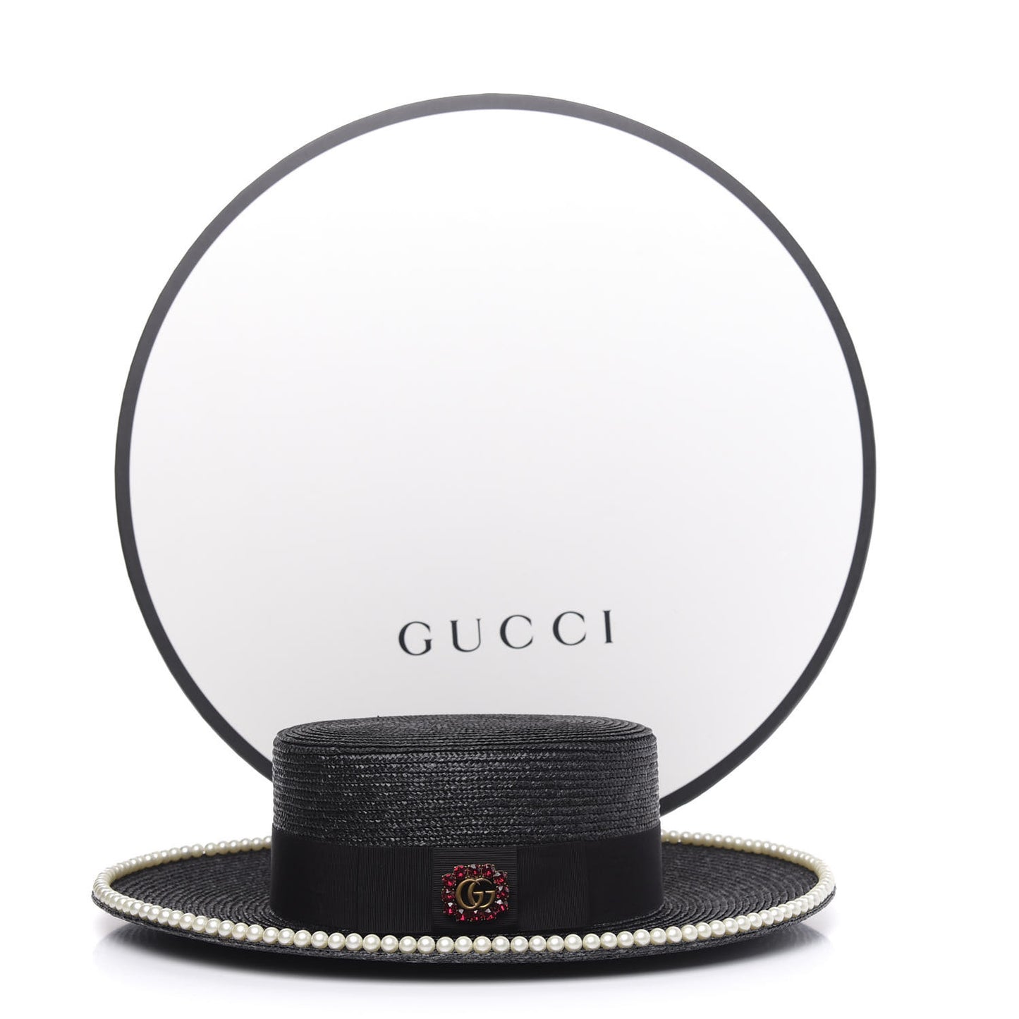 Straw Pearl Embellished Notte Hat S 56