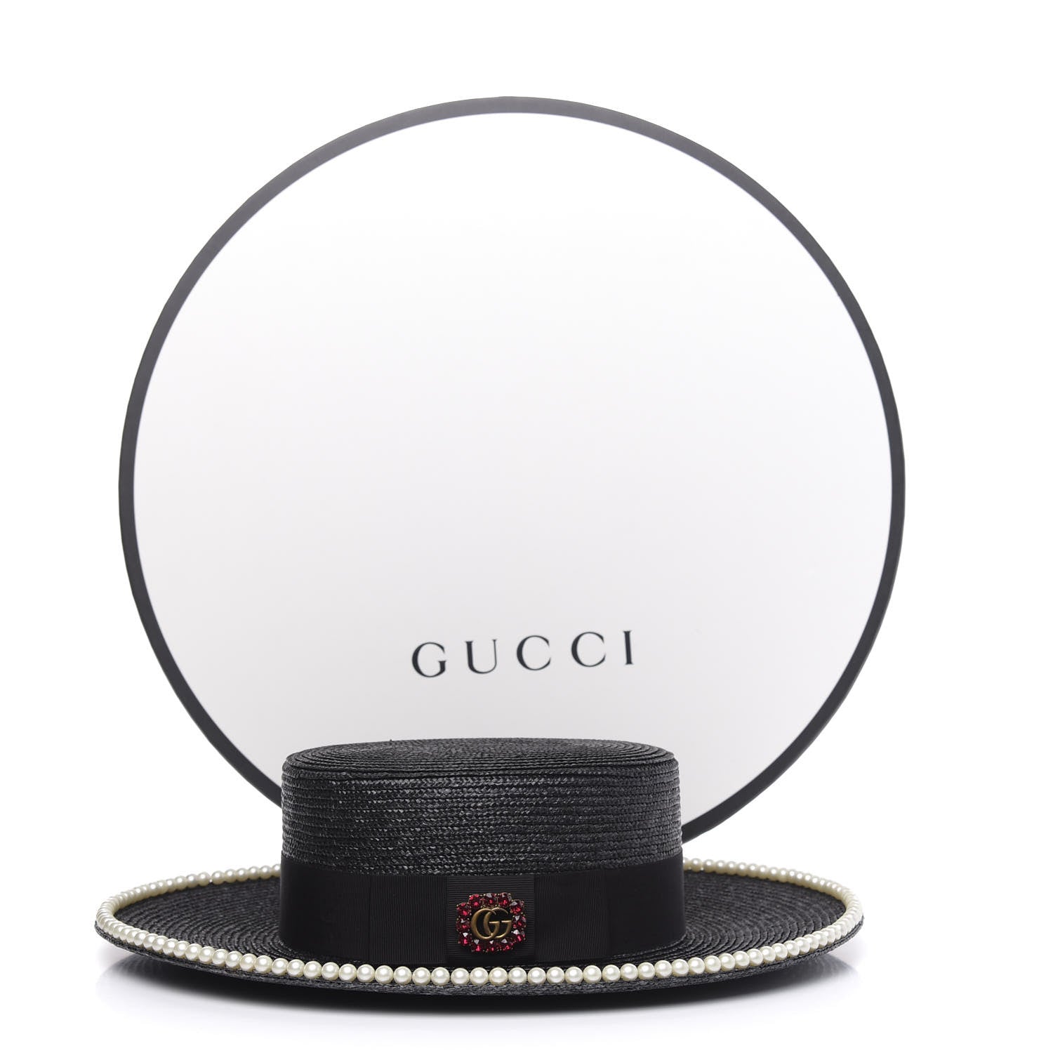 Gucci Straw Pearl Embellished Notte Hat S 56 8 of 8