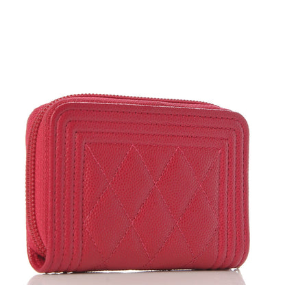 Chanel Caviar Quilted Boy Zip Around Coin Purse Wallet Fuchsia 3 of 8
