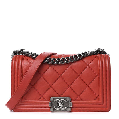 Chanel Calfskin Quilted Double Stitch Medium Boy Flap Red 1 of 12