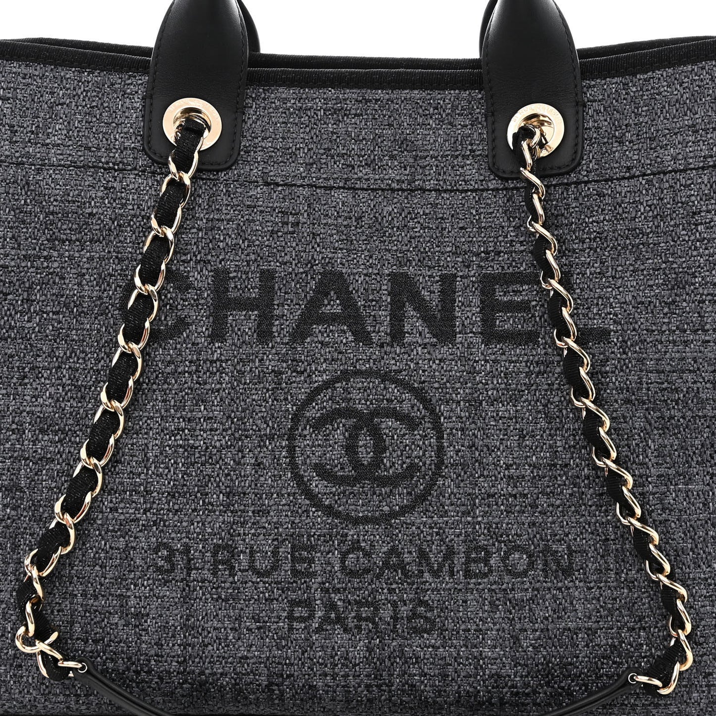 Lurex Boucle Medium Deauville Tote Black