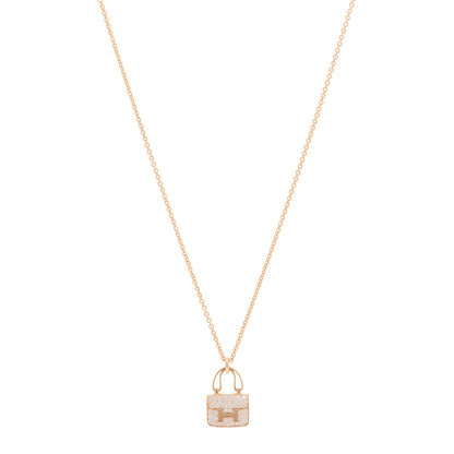 Hermes 18K Rose Gold Diamond Constance Amulettes Pendant Necklace 1 of 7