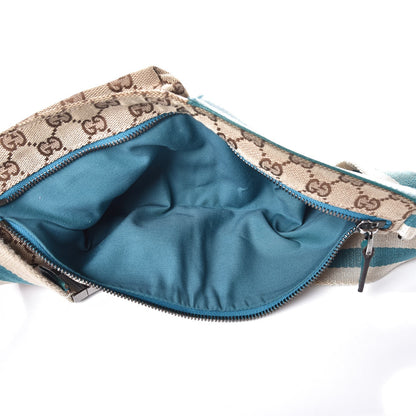 Gucci GG Monogram Web Double Pocket Belt Bag Turquoise 5 of 9