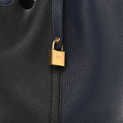 Hermes Taurillon Clemence Casaque Picotin Lock 22 MM Bleu Nuit Black Blue Frida 8 of 11