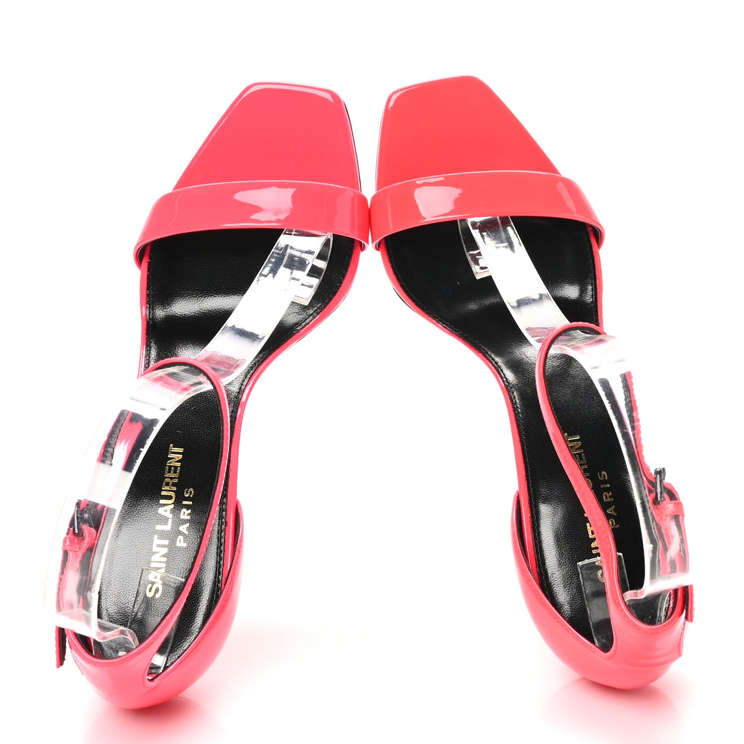 Saint Laurent Patent Calfskin Amber 105 Ankle Strap Sandals 37.5 Fuchsia Fluo 2 of 9