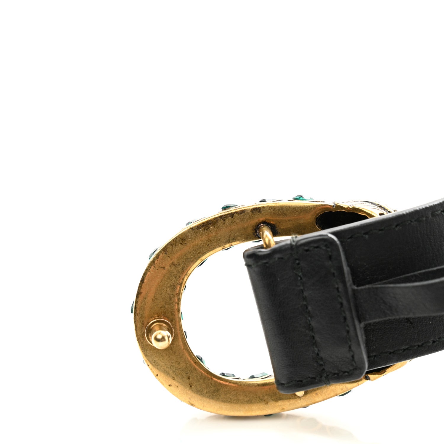 Gucci Moon Calfskin Crystal Dionysus 30mm Belt 80 32 Black Green Diamond 9 of 9
