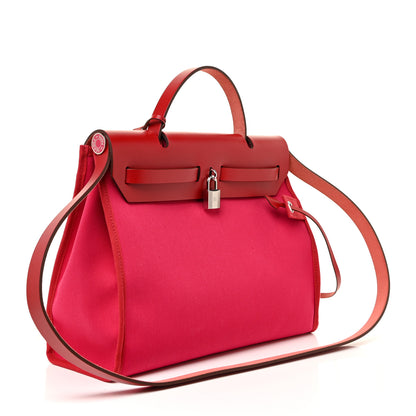 Hermes Toile Militaire Vache Hunter Laque Herbag Zip Retourne 31 PM Rose Mexico Rouge Piment 4 of 12