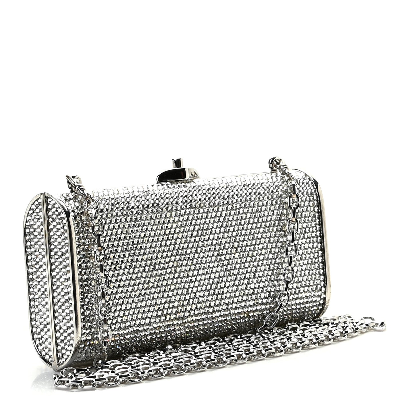 Swarovski Crystal Minaudiere Clutch Silver