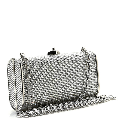 Judith Leiber Swarovski Crystal Minaudiere Clutch Silver 2 of 7
