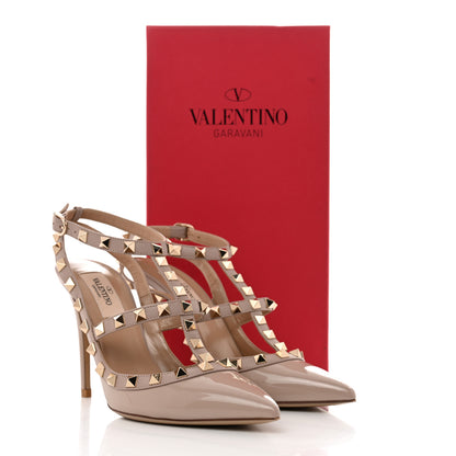 Valentino Garavani Patent Nappa Rockstud Ankle Strap 100mm Pumps 36.5 Poudre 11 of 11