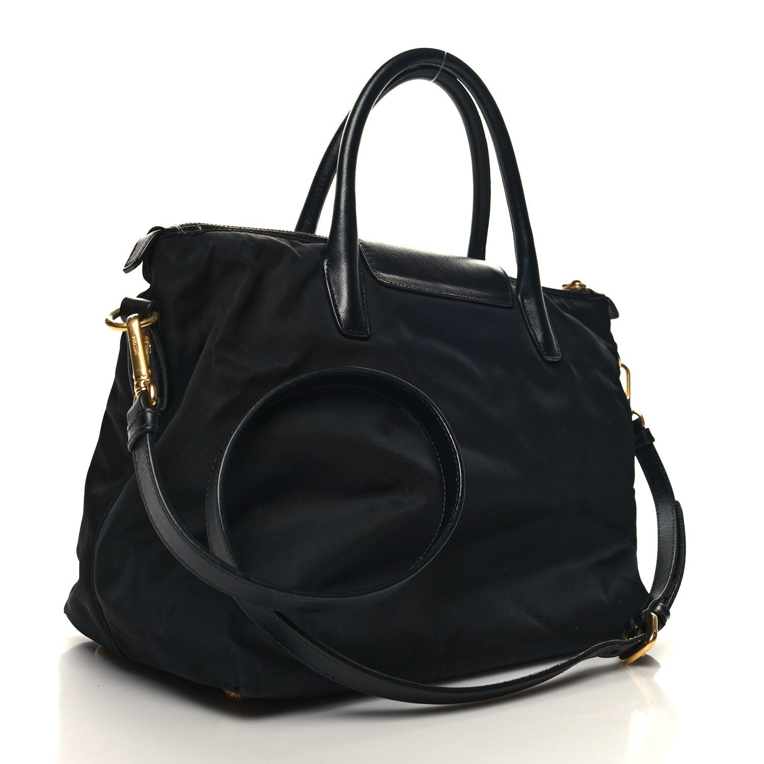 Prada Tessuto Nylon Saffiano Tote Black 3 of 10