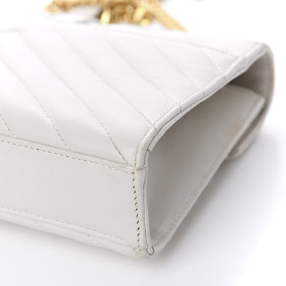 Saint Laurent Lambskin Matelasse Chevron Small Monogram Satchel Off White 16 of 21