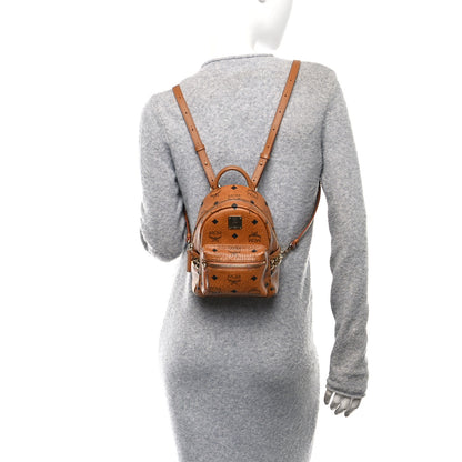 MCM Visetos Side Stud X-Mini Stark Bebe Boo Backpack Cognac 3 of 9