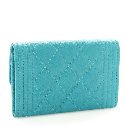 Chanel Caviar Quilted Boy Flap Card Holder Turquoise 3 of 8