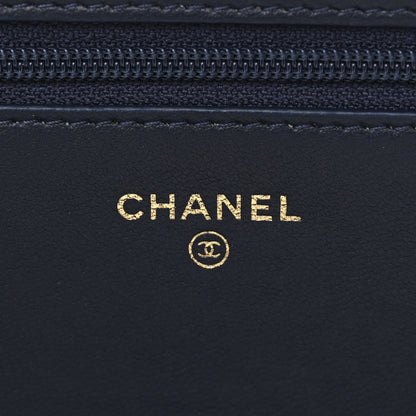 Chanel Braided Sheepskin Boy Wallet On Chain WOC Navy Black 6 of 16