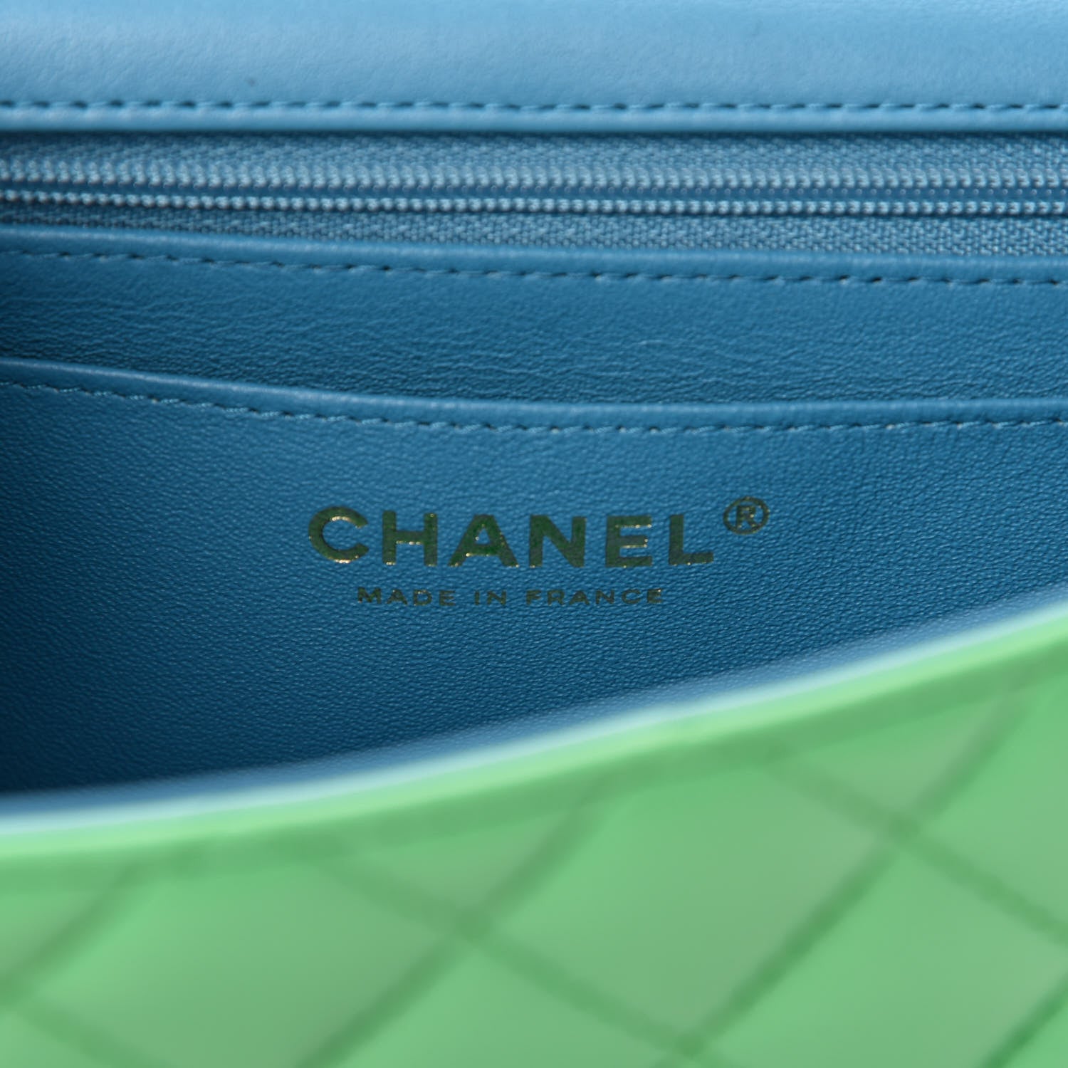 Chanel Lambskin Quilted Mini Rectangular Flap Green Blue 8 of 10