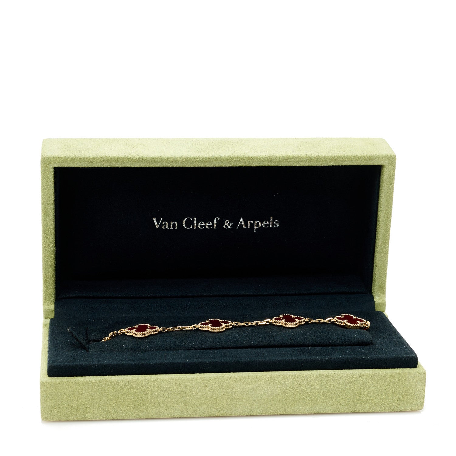 Van Cleef & Arpels 18K Yellow Gold Carnelian 5 Motifs Vintage Alhambra Bracelet 5 of 5