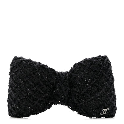 Chanel Tweed CC Bow Hair Clip Black 1 of 3
