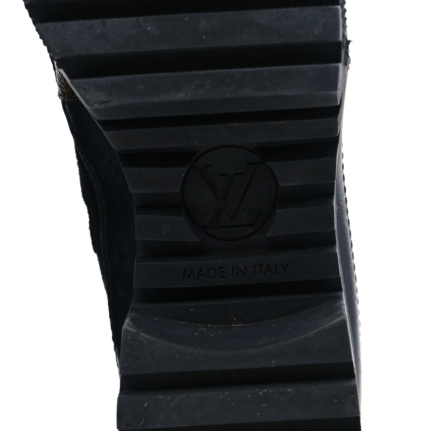 Suede Calfskin Monogram LV Black Heart Laureate Platform Desert Boots 36 Black