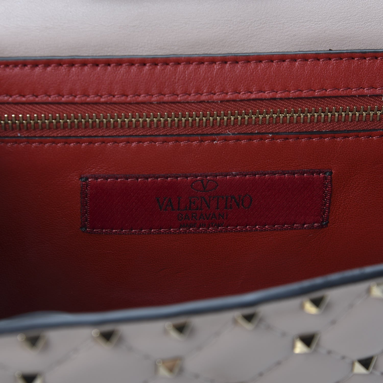 Valentino Garavani Lambskin Rockstud Spike Wallet on Chain Poudre 7 of 8