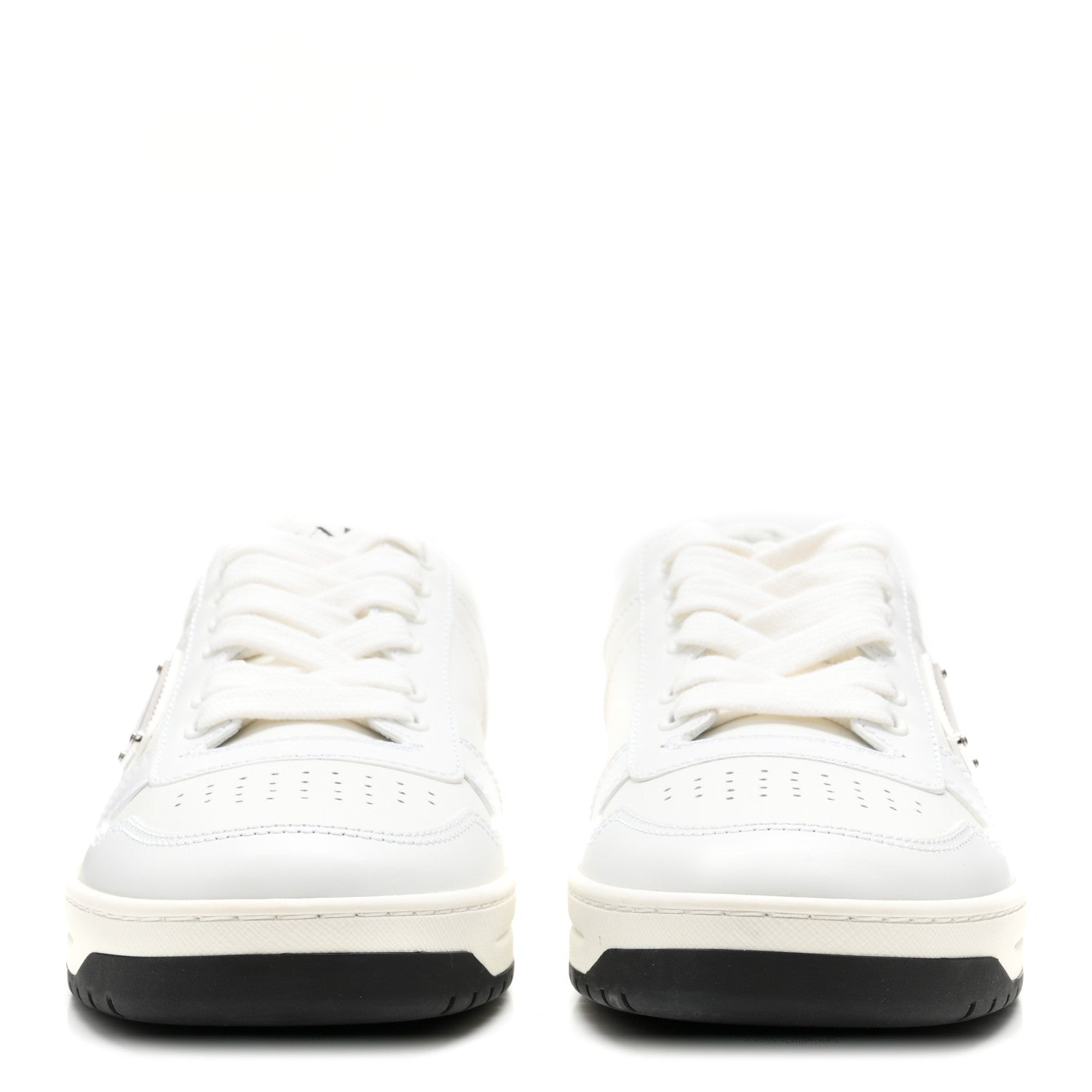 Prada Vitello Rois Triangle Womens Downtown Low Top 30mm Sneakers 38.5 White Black 3 of 10