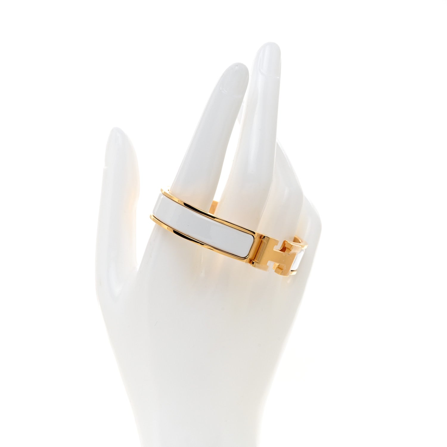 Hermes Enamel Narrow Clic Clac H Bracelet GM White 2 of 5