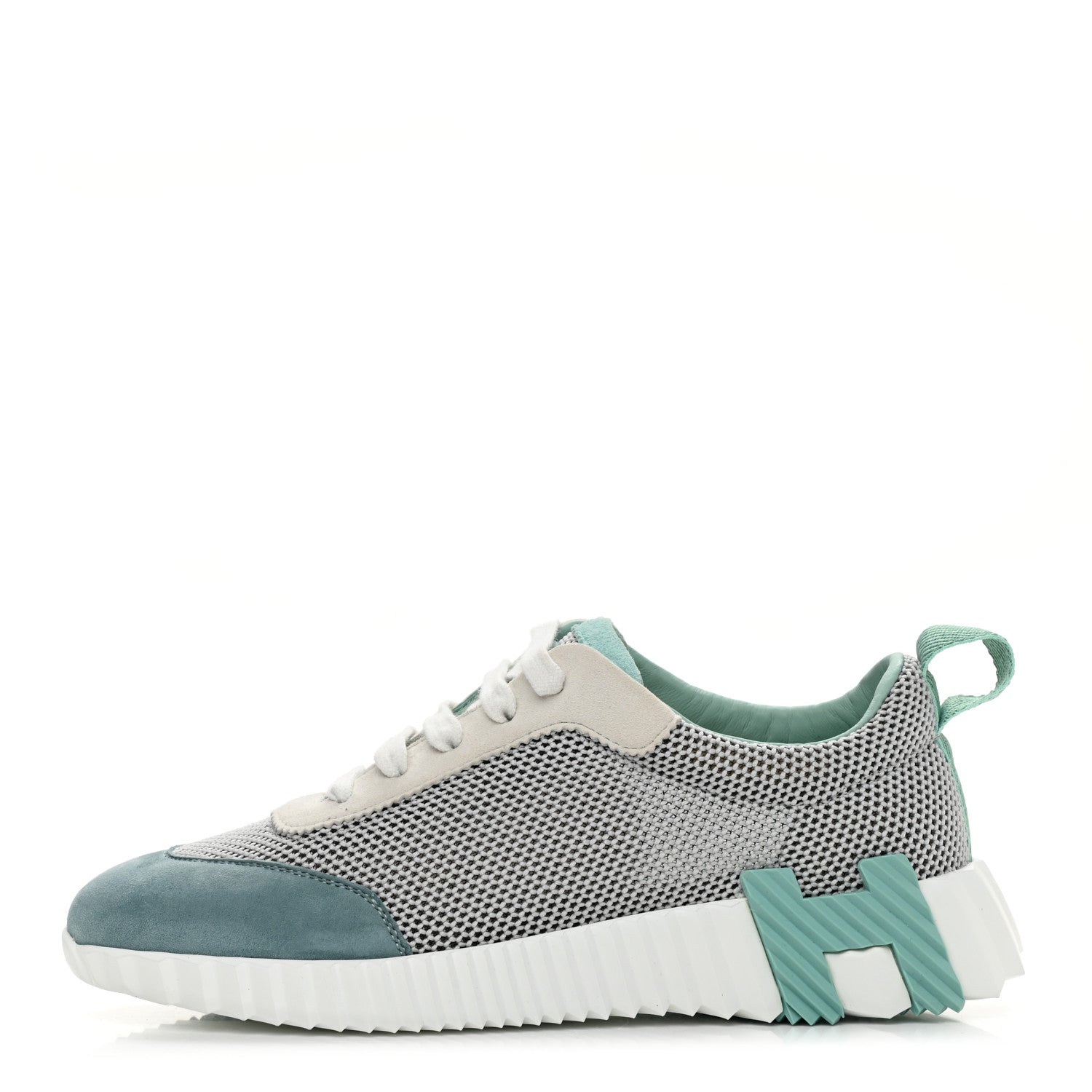 Hermes Air Mesh Suede Goatskin Bouncing Sneakers 36 Vert D'Eau 1 of 6