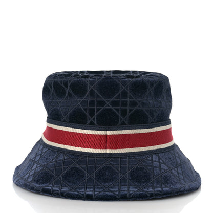 Christian Dior Velvet Cannage Bucket Hat 57 Blue 4 of 6