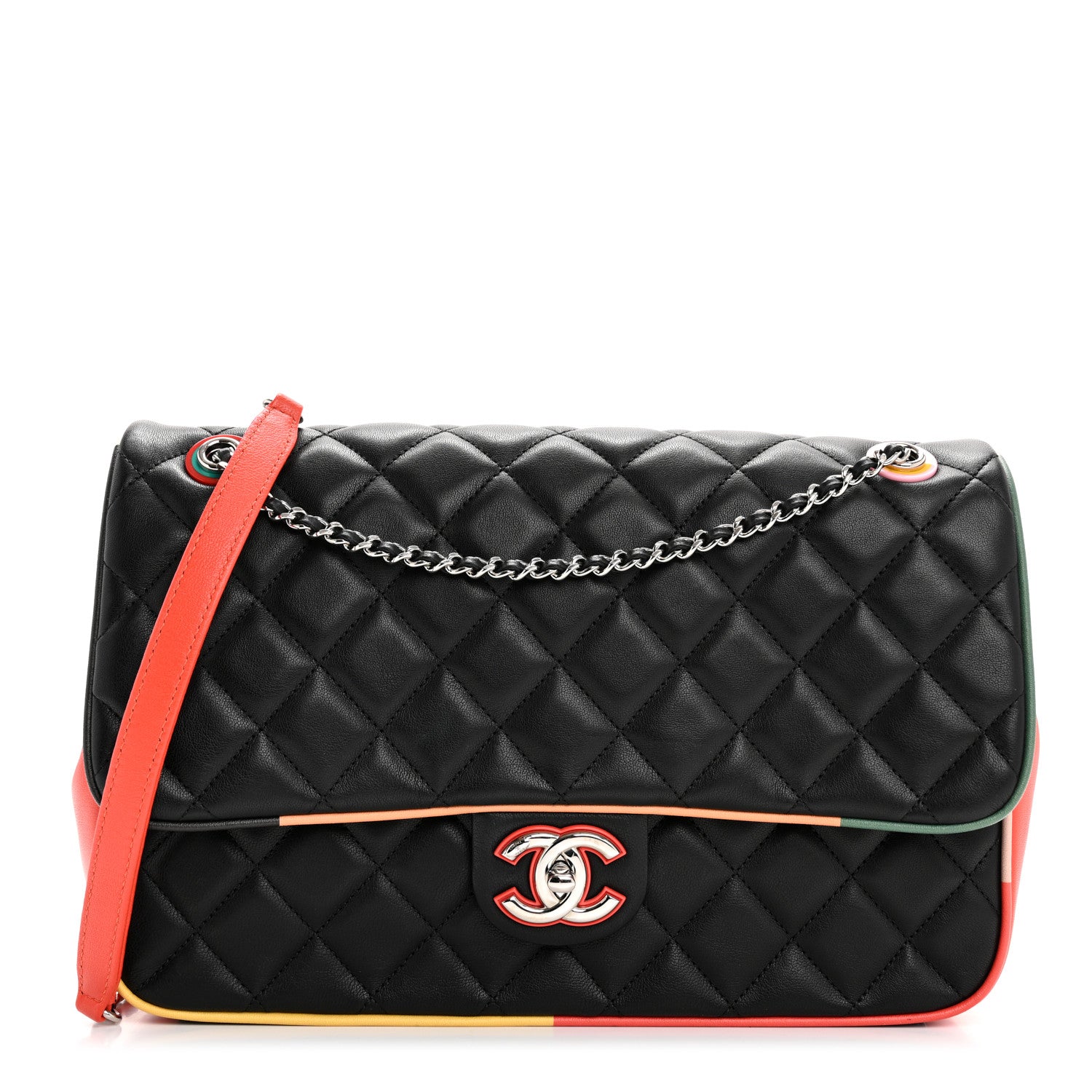 Chanel Lambskin Quilted Jumbo Cuba Color Flap Black 1 of 10
