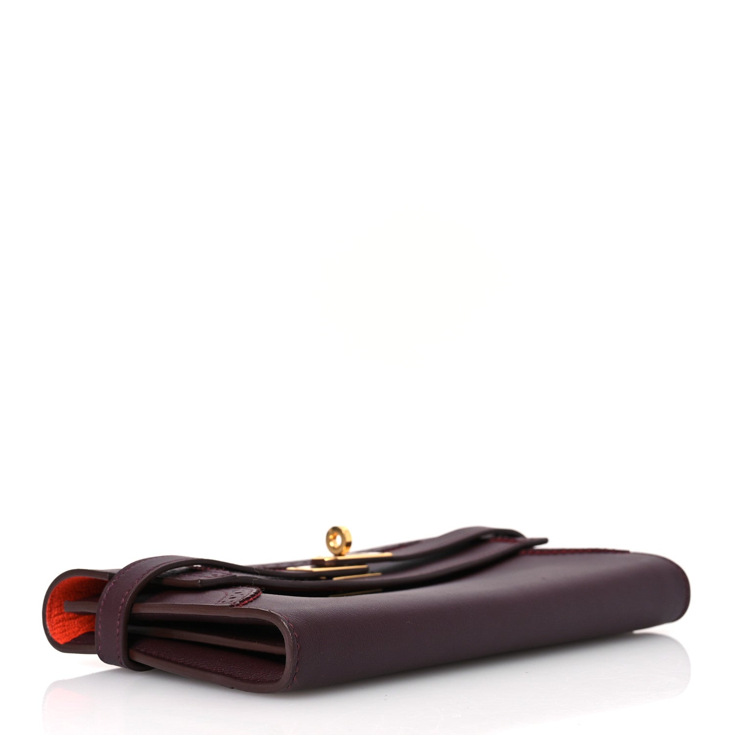 Hermes Swift Ghillies Kelly Longue Wallet Bordeaux Orange Poppy 4 of 15