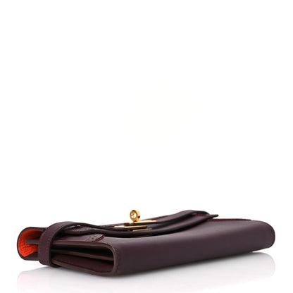 Hermes Swift Ghillies Kelly Longue Wallet Bordeaux Orange Poppy 4 of 15