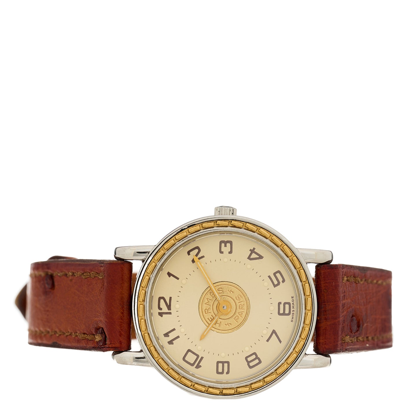 Stainless Steel Ostrich 23mm Sellier Quartz Watch Brown